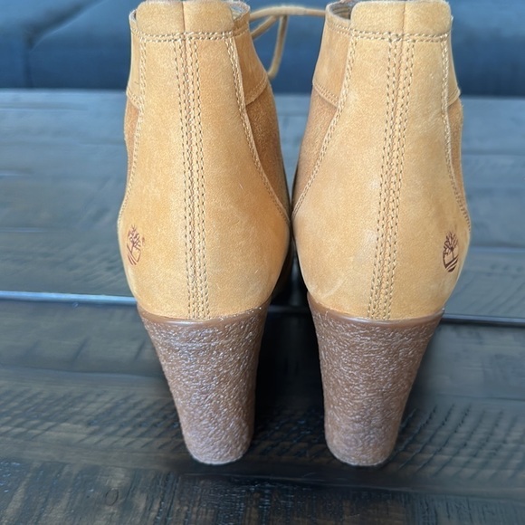 Timberland Glancy Field Ankle Boots 3.5” Heels Leather Lace Up in Wheat Nubuck - Picture 12 of 16